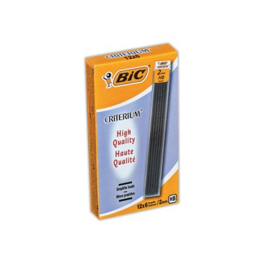 Mines critérium 2 mm Hi-polymer trés résistante Bic HB x6 - Bic