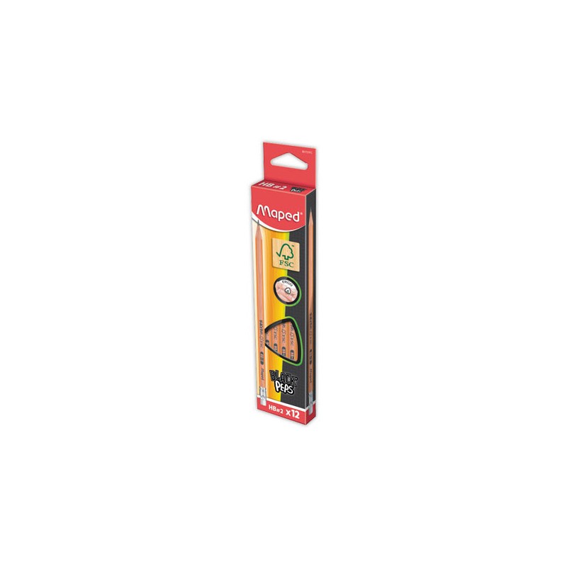 Crayons papier HB avec gomme x12 - Maped