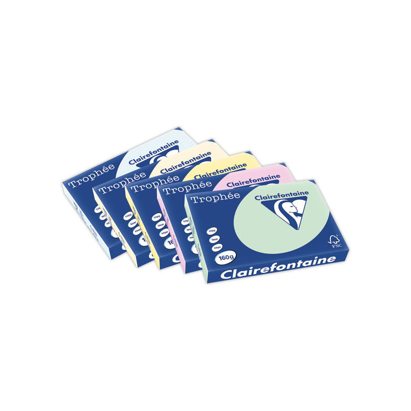 Ramette de 250 feuilles de papier couleurs pastel Trophée A3 -160g - Trophee