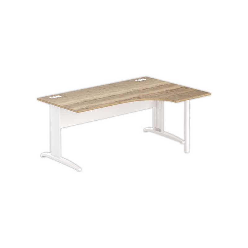Bureau BUENOS AIRES compact retour à droite180 x 80 chêne veiné /blanc - Fiducial Office Solutions