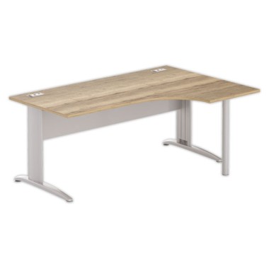 Bureau BUENOS AIRES compact retour à droite 180 x 80 chêne veiné/alu - Fiducial Office Solutions
