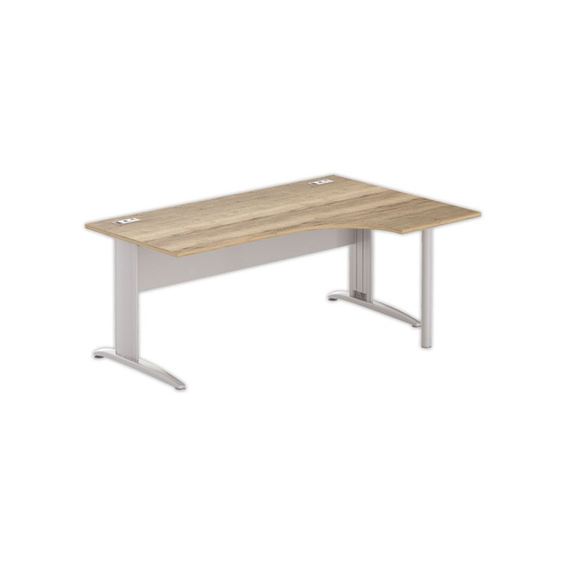 Bureau BUENOS AIRES compact retour à droite 180 x 80 chêne veiné/alu - Fiducial Office Solutions