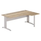 Bureau BUENOS AIRES compact retour à droite 180 x 80 chêne veiné/alu - Fiducial Office Solutions
