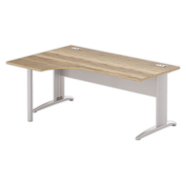 Bureau BUENOS AIRES compact retour à gauche 180 x 80 chêne veiné /alu - Fiducial Office Solutions