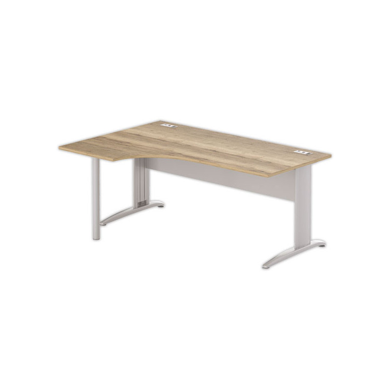 Bureau BUENOS AIRES compact retour à gauche 180 x 80 chêne veiné /alu - Fiducial Office Solutions