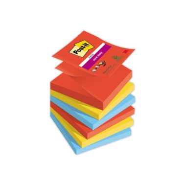 Z-Notes Super StickyCollection Playful, 76 x 76 mm, 90 feuilles x6 - Post-It Super Sticky