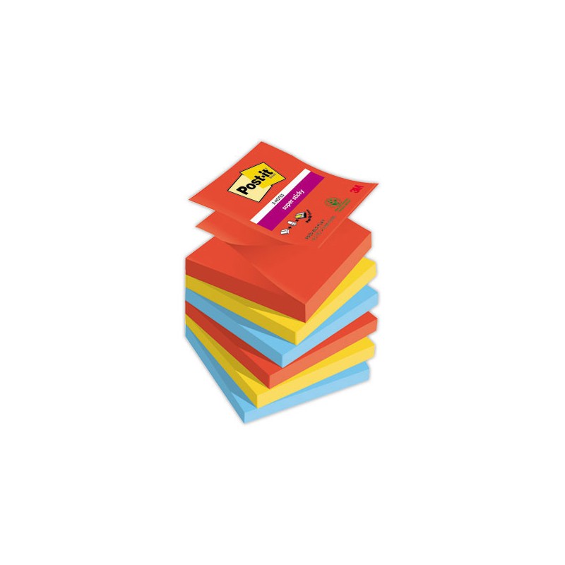 Z-Notes Super StickyCollection Playful, 76 x 76 mm, 90 feuilles x6 - Post-It Super Sticky