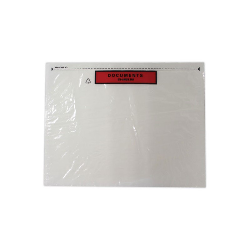 Pochettes adhésives 'DOCUMENTS CI-INCLUS' format C4 330x262 mm x100 - Shopdeschefs
