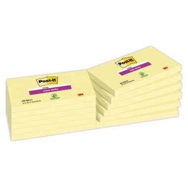 Notes repositionnables Super sticky 76x127 mm, jaune pastel x12 - Post-It Super Sticky