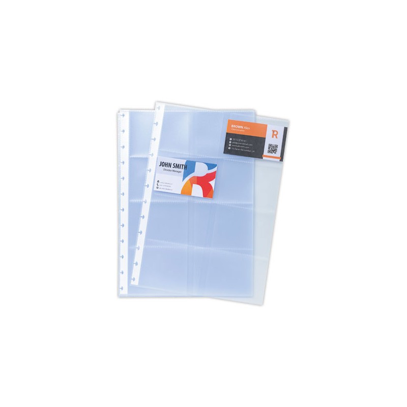 Pochettes amovibles pour porte-cartes de visite à anneaux A4 x10 - Exacompta