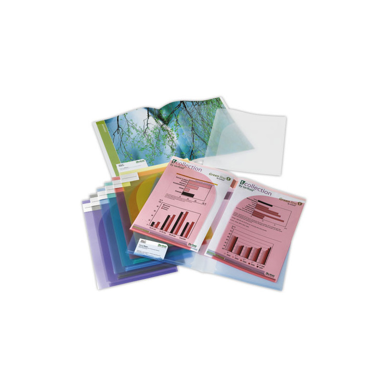 Chemises A4 à double poche transparentes assorties. x12 - Tarifold