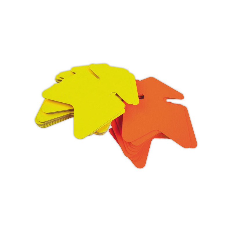 Etiquettes carton forme flêche jaune/orange 160x 240 mm - Boite de 25 x25 - Apli