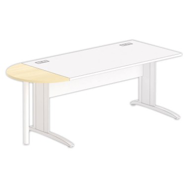 1/2 lune bureau rectangulaire hêtre/blanc - Shopdeschefs
