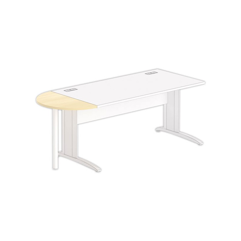 1/2 lune bureau rectangulaire hêtre/blanc - Shopdeschefs