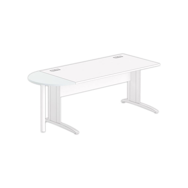 1/2 lune bureau rectangulaire gris/blanc - Shopdeschefs