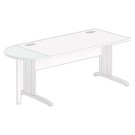 1/2 lune bureau rectangulaire gris/blanc - Shopdeschefs