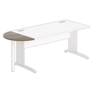 1/2 lune bureau rectangulaire noyer/blanc - Shopdeschefs