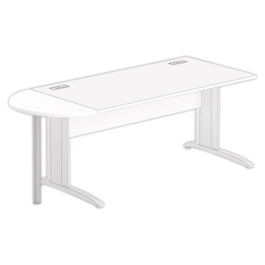 1/2 lune bureau rectangulaire blanc/alu - Shopdeschefs