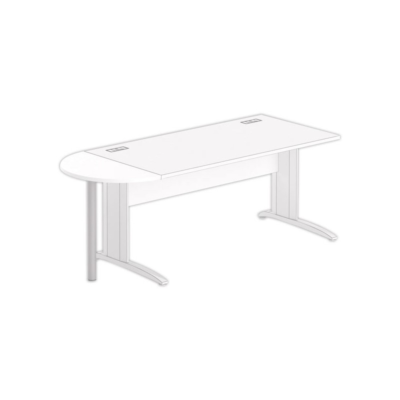 1/2 lune bureau rectangulaire blanc/alu - Shopdeschefs
