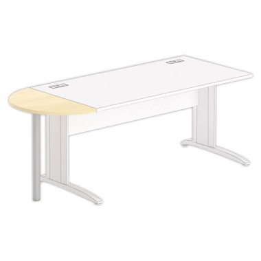1/2 lune bureau rectangulaire hêtre/alu - Shopdeschefs