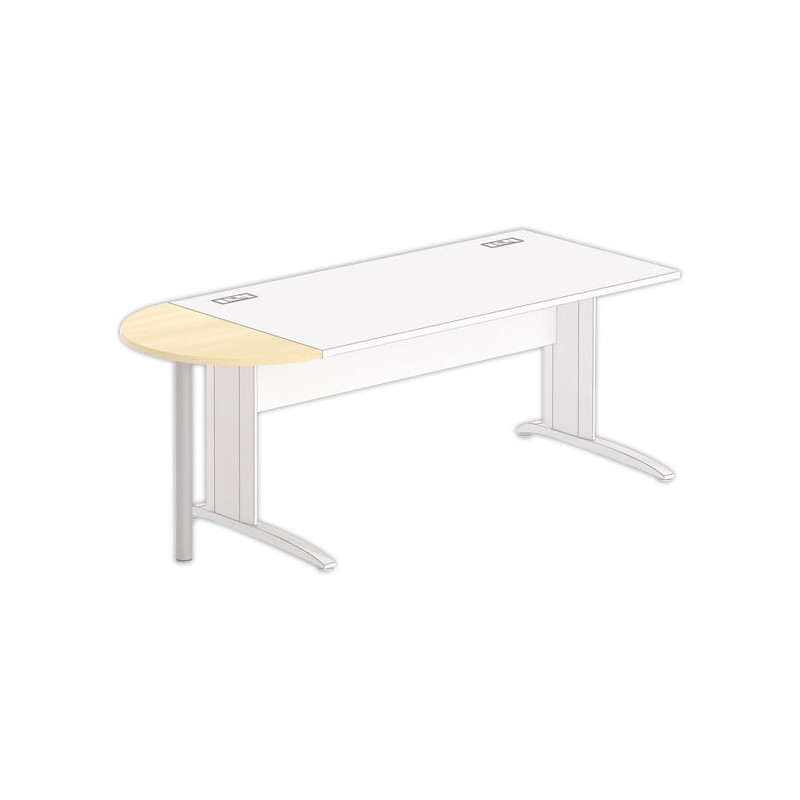 1/2 lune bureau rectangulaire hêtre/alu - Shopdeschefs
