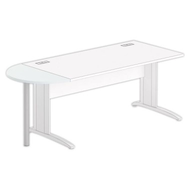 1/2 lune bureau rectangulaire gris/alu - Shopdeschefs