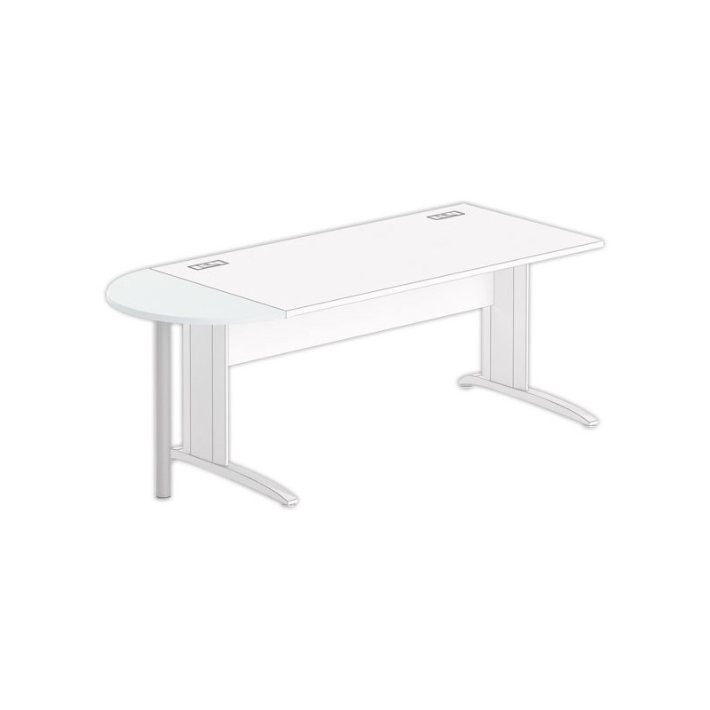 1/2 lune bureau rectangulaire gris/alu - Shopdeschefs
