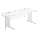 1/2 lune bureau rectangulaire gris/alu - Shopdeschefs