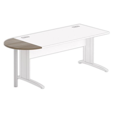 1/2 lune bureau rectangulaire noyer/alu - Shopdeschefs
