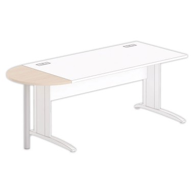 1/2 lune bureau rectangulaire acacia clair/alu - Shopdeschefs