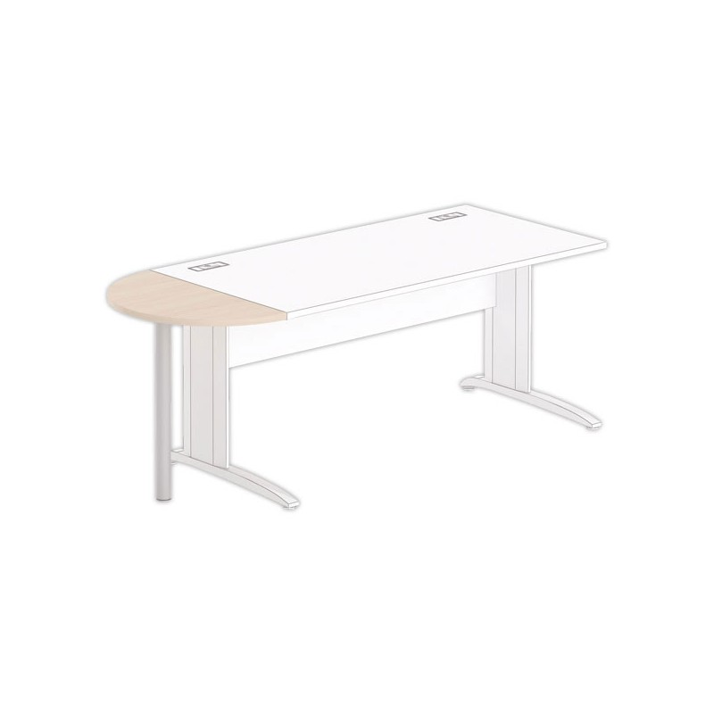 1/2 lune bureau rectangulaire acacia clair/alu - Shopdeschefs