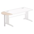 1/2 lune bureau rectangulaire acacia clair/alu - Shopdeschefs
