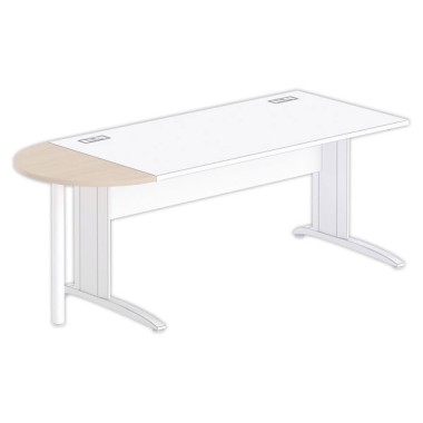 1/2 lune bureau rectangulaire acacia clair/blanc - Shopdeschefs