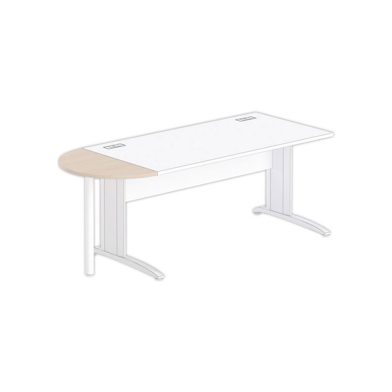 1/2 lune bureau rectangulaire acacia clair/blanc - Shopdeschefs