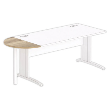 1/2 lune 80 x 40 bureau rectangulaire chêne veiné /blanc - Shopdeschefs