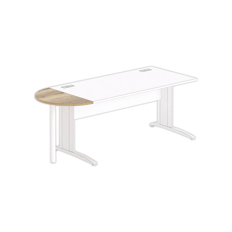 1/2 lune 80 x 40 bureau rectangulaire chêne veiné /blanc - Shopdeschefs