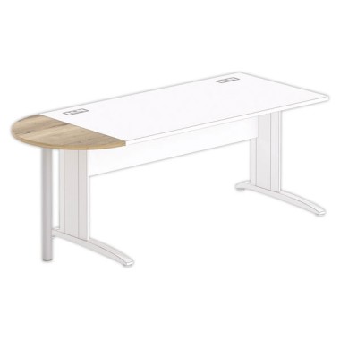 1/2 lune 80 x 40 bureau rectangulaire chêne veiné /alu - Shopdeschefs