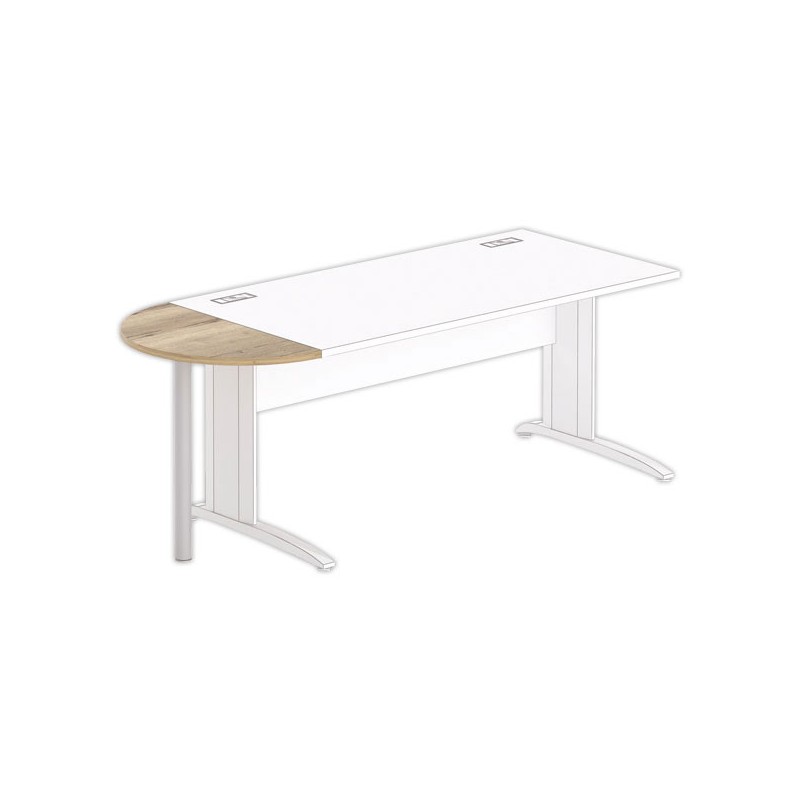 1/2 lune 80 x 40 bureau rectangulaire chêne veiné /alu - Shopdeschefs