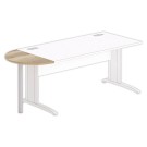 1/2 lune 80 x 40 bureau rectangulaire chêne veiné /alu - Shopdeschefs