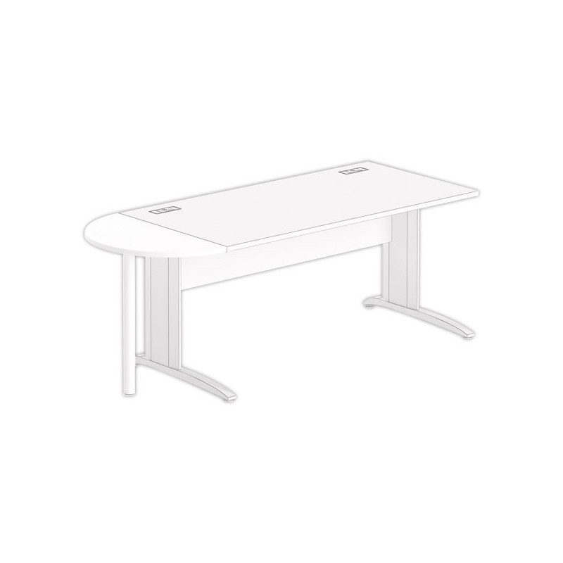 1/2 lune bureau rectangulaire blanc/blanc - Shopdeschefs