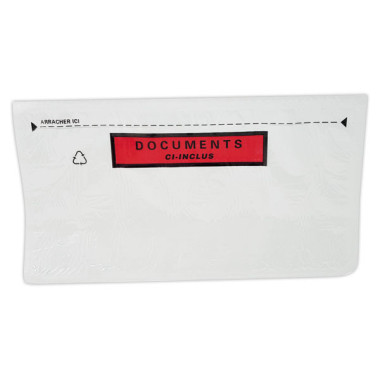 Pochettes adhésives 'DOCUMENTS CI-INCLUS' format DL 228x120 mm x250 - Shopdeschefs