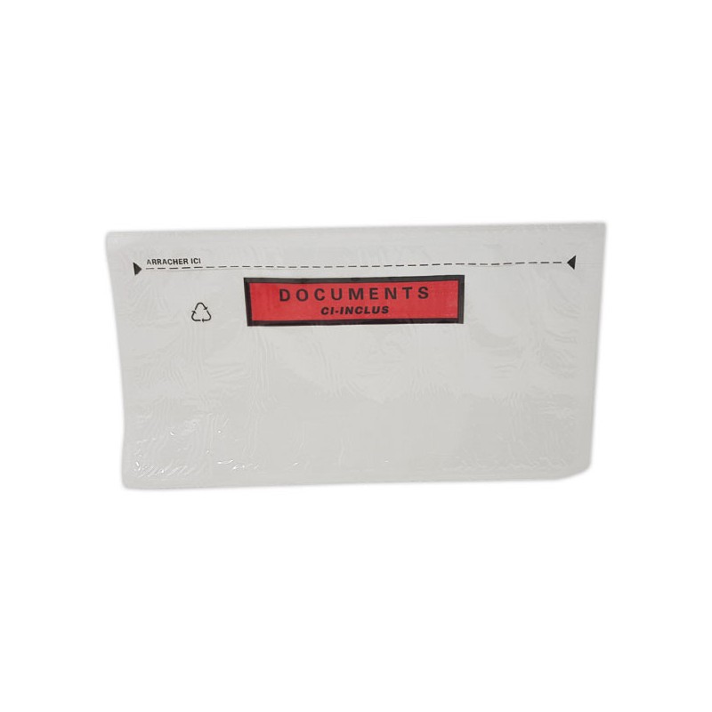 Pochettes adhésives 'DOCUMENTS CI-INCLUS' format DL 228x120 mm x1000 - Shopdeschefs