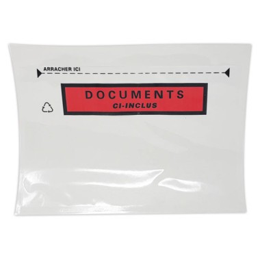 Pochettes adhésives 'DOCUMENTS CI-INCLUS' format C6 162x120 mm x250 - Shopdeschefs