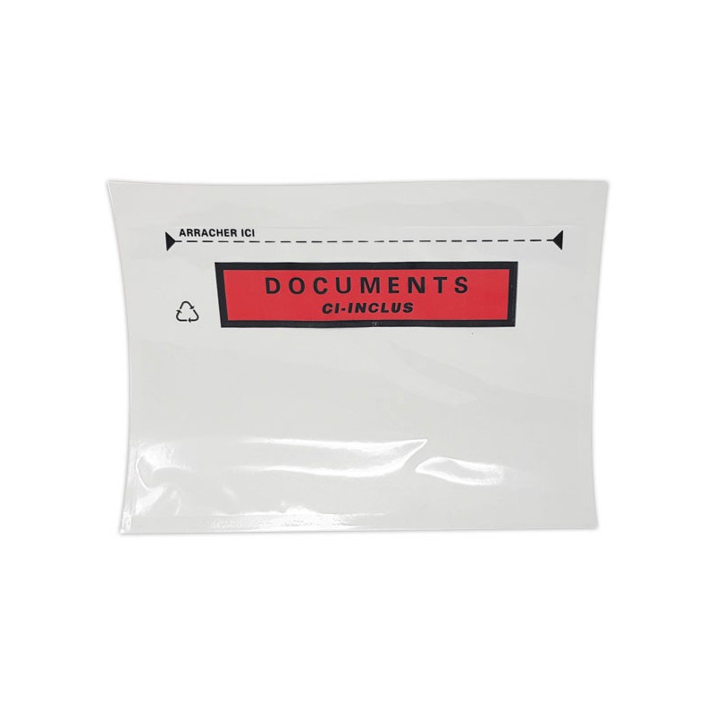 Pochettes adhésives 'DOCUMENTS CI-INCLUS' format C6 162x120 mm x250 - Shopdeschefs