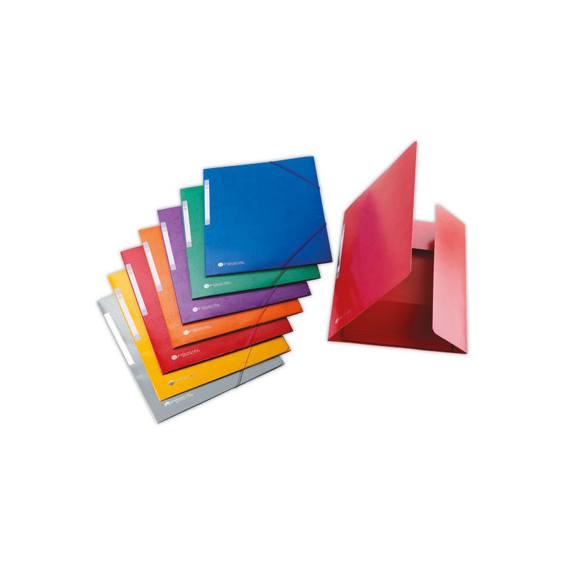 Chemises 3 rabats à élastiques FIDUCIAL carte lustrée 450g -Dos 1,5 cm x10 - Fiducial Office Solutions