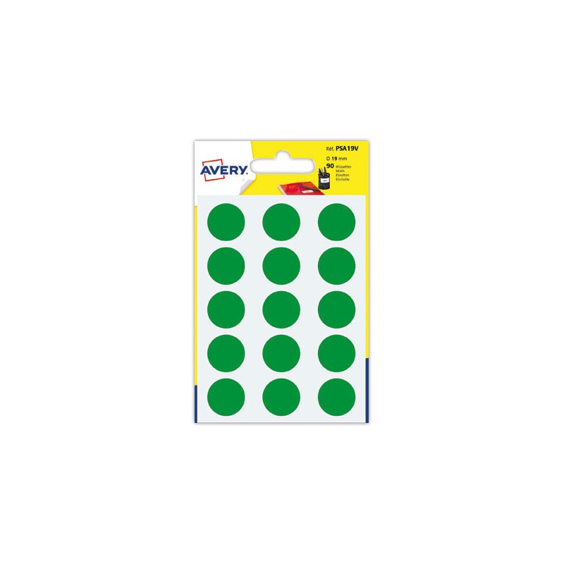 90 pastilles gommettes rondes,Ø 19 mm,vert - Avery