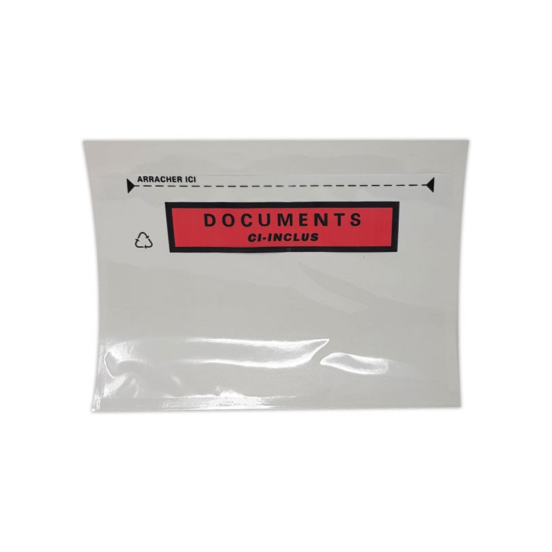 Pochettes adhésives 'DOCUMENTS CI-INCLUS' format A6 162x120 mm x1000 - Shopdeschefs