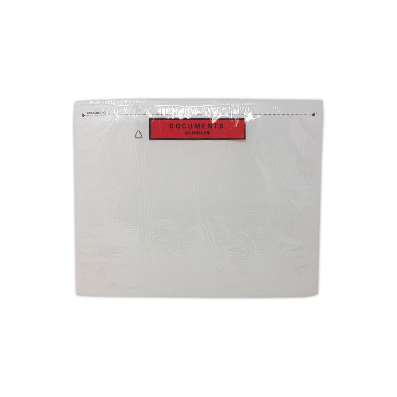 Pochettes adhésives 'DOCUMENTS CI-INCLUS' format A4 320x250 mm x500 - Shopdeschefs