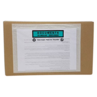 Pochettes adhésives "Documents ci, inclus" format A4, 320x250 mm x500 - Shopdeschefs