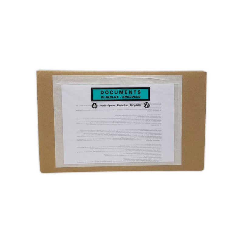 Pochettes adhésives "Documents ci, inclus" format A4, 320x250 mm x500 - Shopdeschefs
